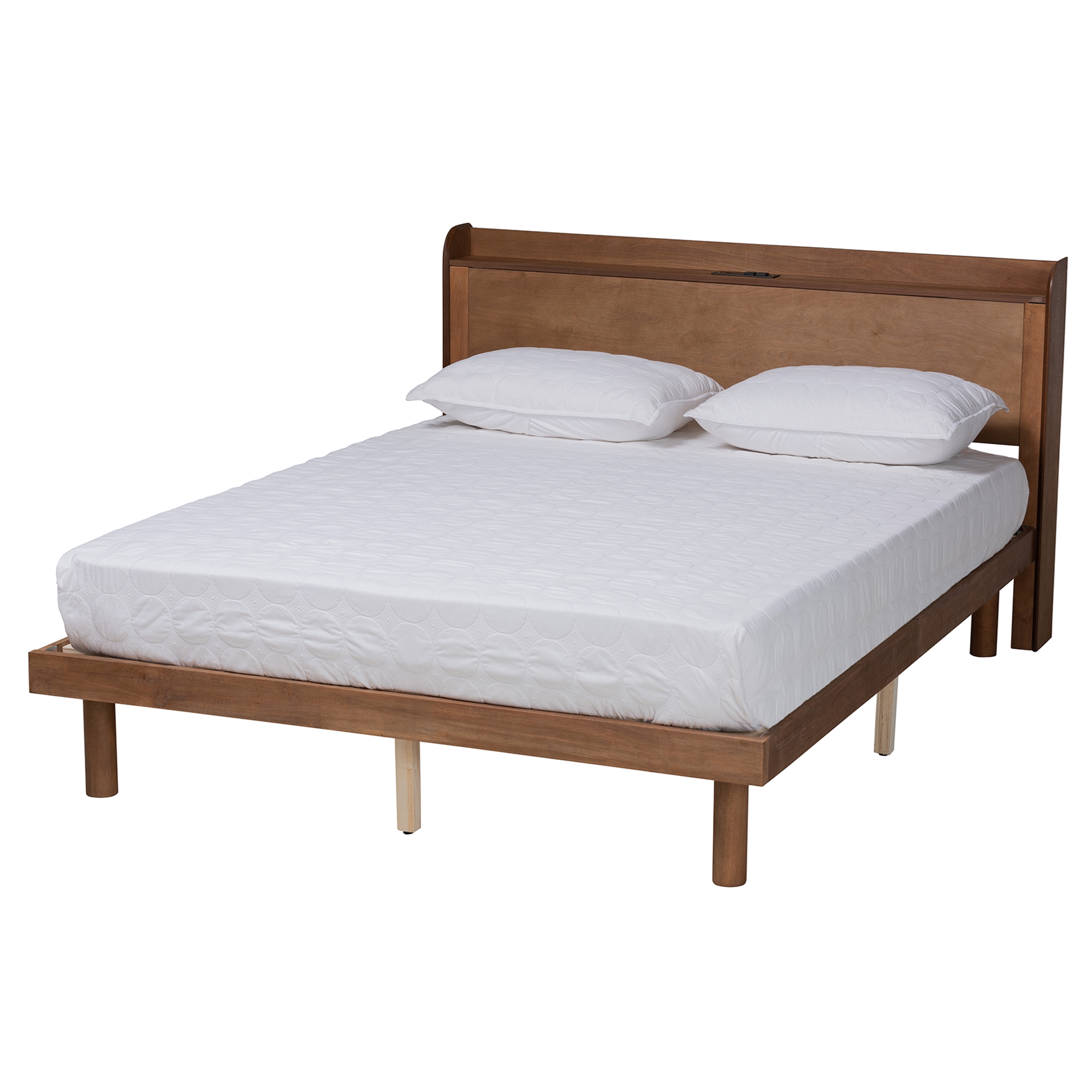 Brown queen deals platform bed